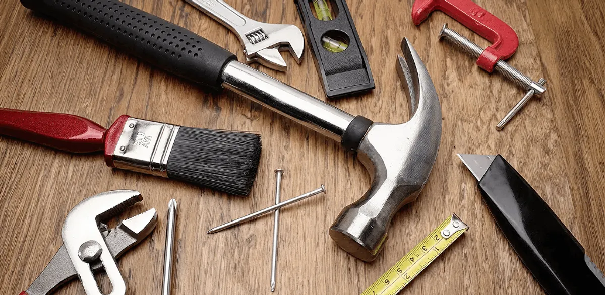 Handyman tools laid out for home repair and maintenance work in Omaha, NE