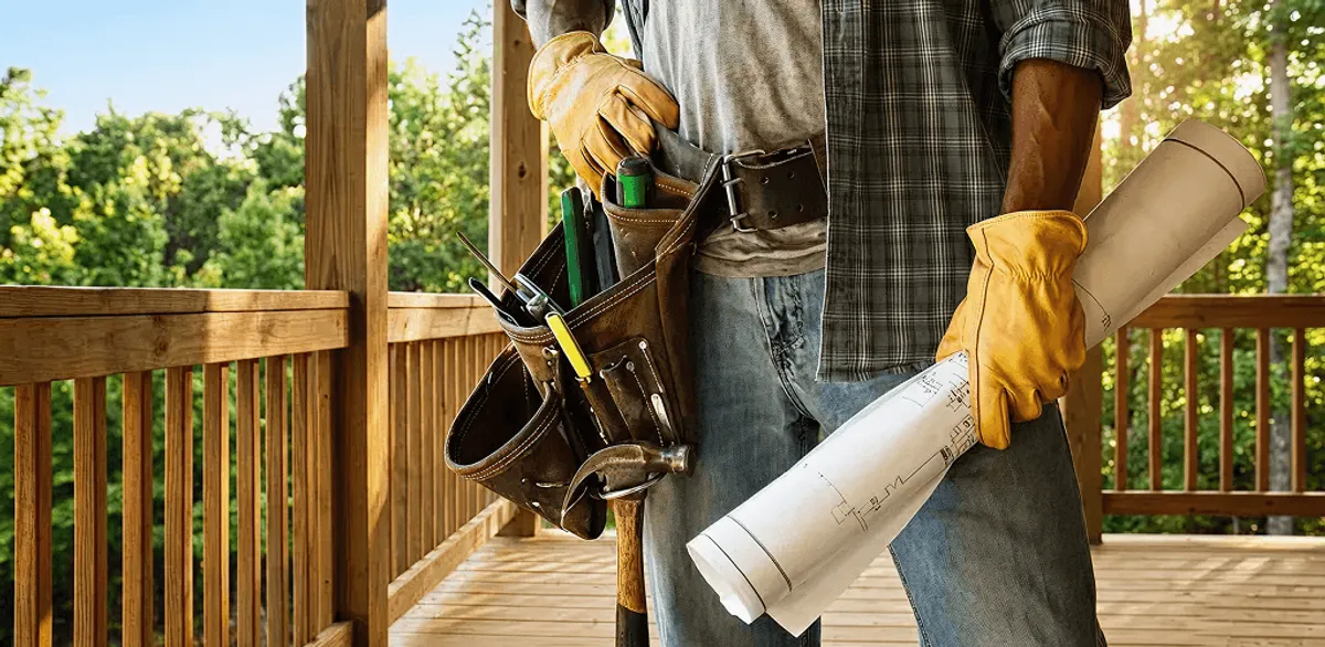 Professional handyman with tool belt ready for home repairs in Omaha, NE