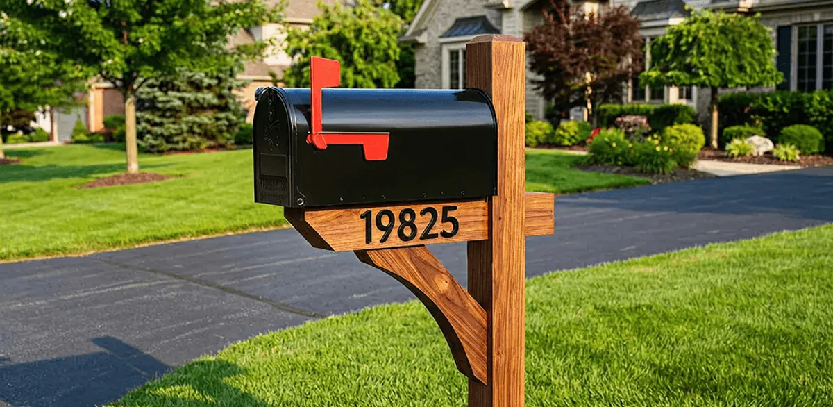 New mailbox installation with post and address number for a home in Omaha, NE