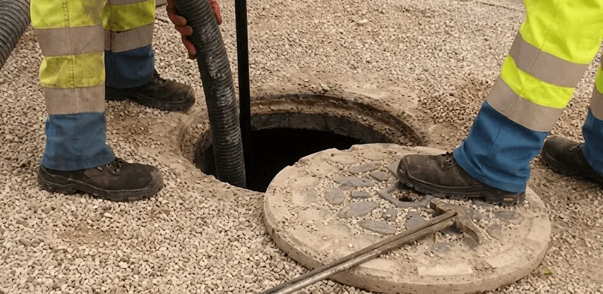 Drain cleaning crew clearing a sewer access point with professional equipment in Omaha, NE