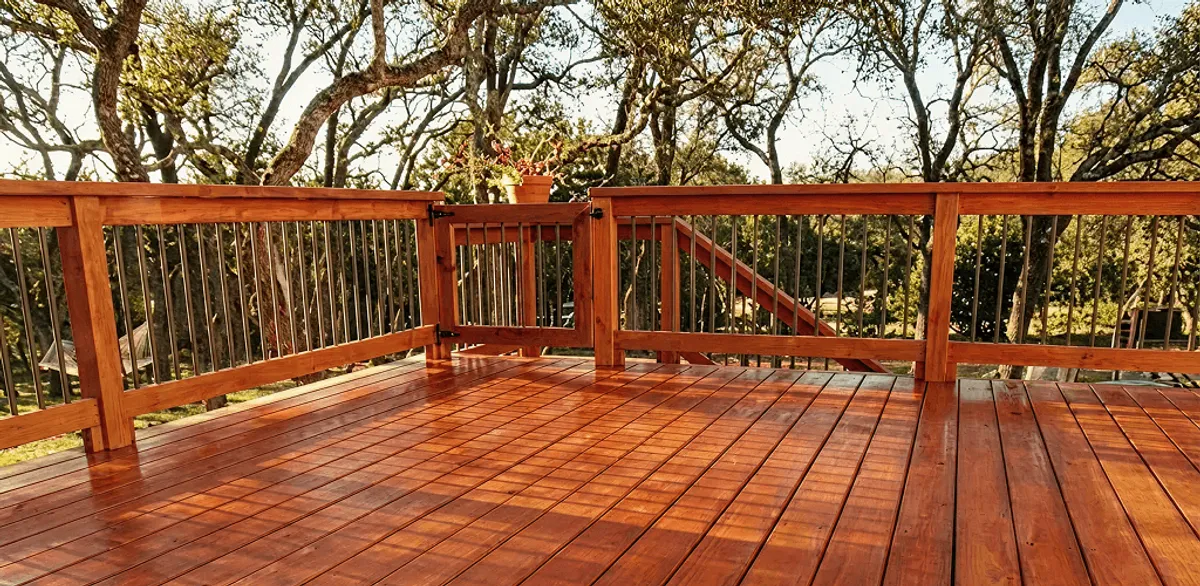 Deck sealing results with a freshly sealed wood deck in Omaha, NE